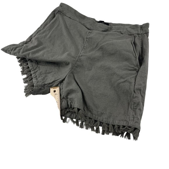 Banana Republic Women's Tassel Hem Shorts Size 2 Olive Green Side Zipper - Picture 5 of 6